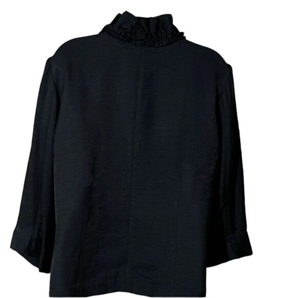 NWOT Chico's Ruffled Front Blazer Black Jacket Size 2 - Picture 6 of 12